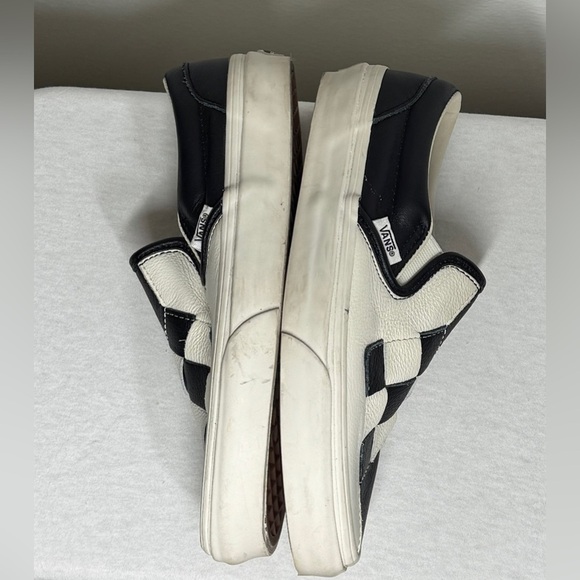 Vans Rare Woven Leather Black White Checkers Slip On Sneakers Size Women’s 5 - Picture 9 of 14